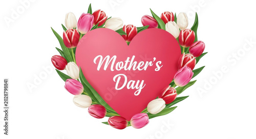 Mother's day heart with roses illustration