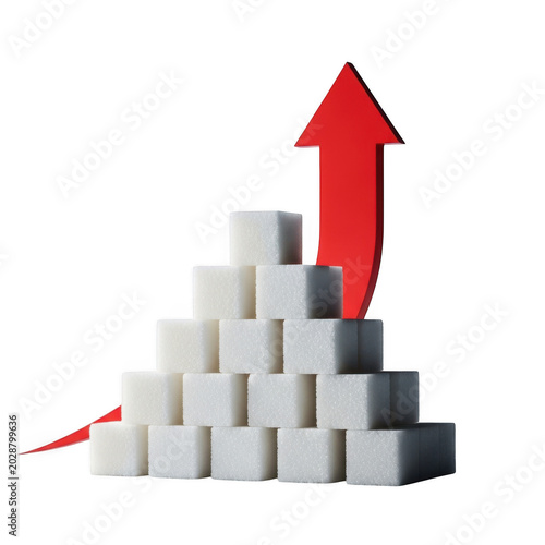 Increasing stack of cubes with upward arrow