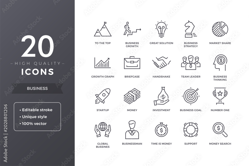 Fototapeta premium Business Line Icons
