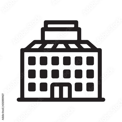 Modern Office Building Icon Vector – Minimal Corporate Architecture Symbol