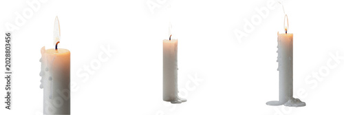 Принти на полотні Set of Realistic Burning White Candles Isolated on White Background - Dripping W