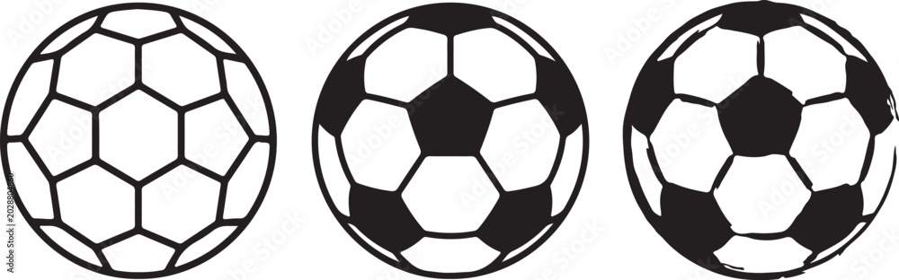 Fototapeta premium Black and white soccer balls
