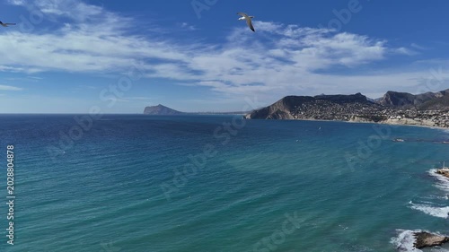 Aerial Panorama of Mediterranean Coastline in Calpe Spain