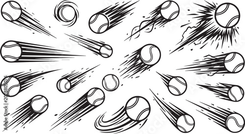 Canvastavla Baseball motion illustrations set