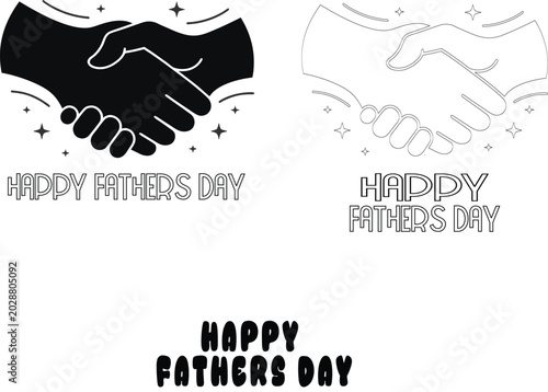 Bild auf Leinwand Happy fathers day greeting card with handshake illustrations on fathers day
