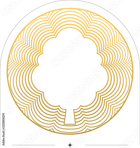 Gold guilloche circular frame. Elegant art deco ornament, center space and luxury security pattern for certificate, diploma, award seal, monogram label, premium stationery and decorative template