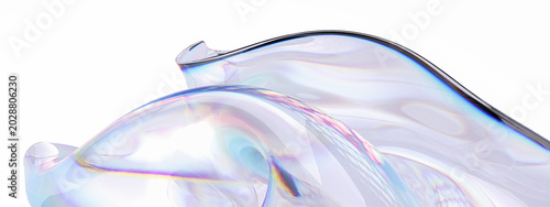 Abstract colorful gradient wave 3d rendering, chromatic dispersion and holographic spectrum texture flow