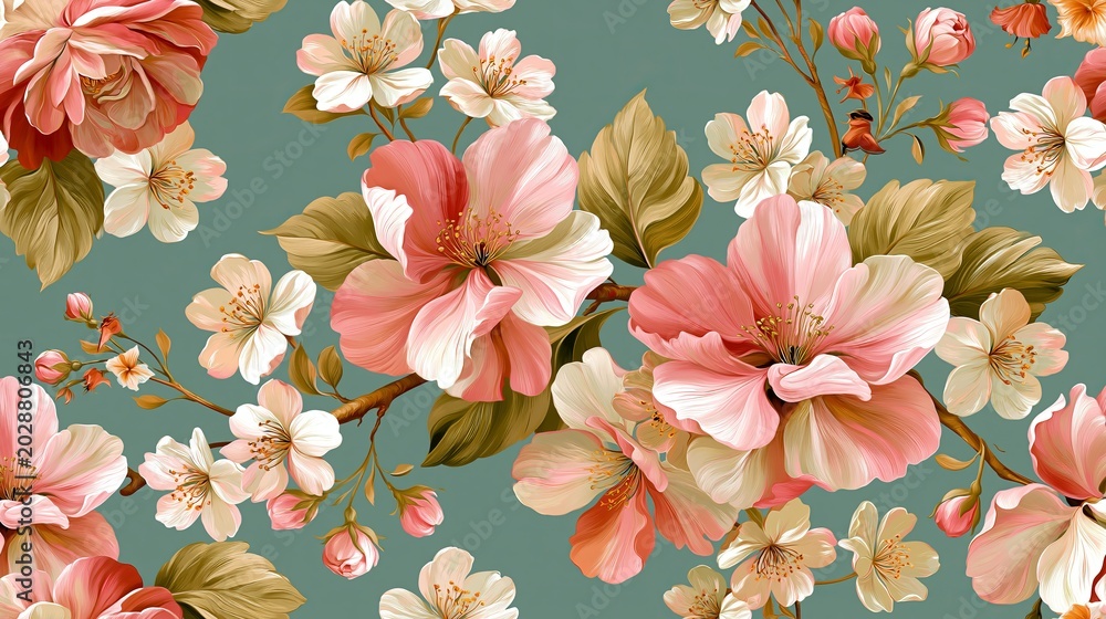 Fototapeta premium Vintage floral wallpaper pattern for design. Stylish summer decoration.