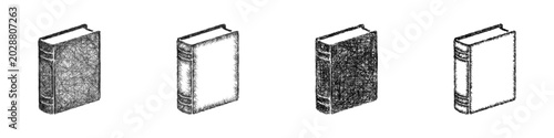 Foto Monochrome sketch hardcover book icon design set