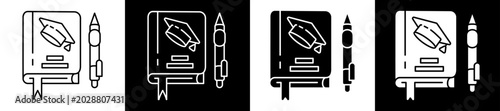 Photos Stationery Icon Black And White Vector Illustration.