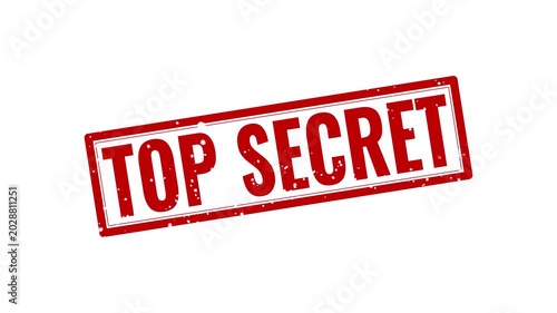 Red top secret rubber stamp mark on paper