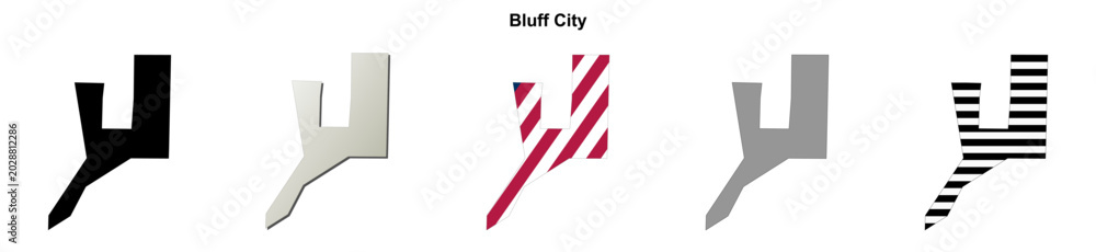 Obraz premium Bluff City (Arkansas) blank outline map