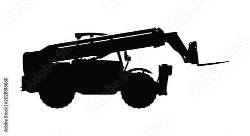 Tableau sur toile telescopic handler silhouette against a white background
