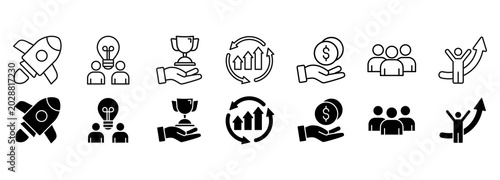 Tableau sur toile Start up icon set