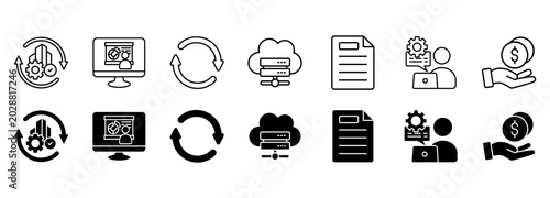 coworking icon set. Coworking is an arrangement Vector Illustration Concept