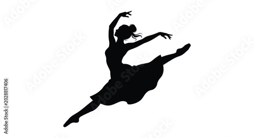 Bild auf Leinwand ballerina dancing in mid air black silhouette