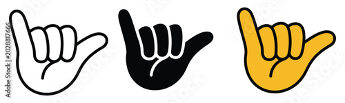 Shaka Gesture Icon Featuring Hand Sign Symbol for Friendly Greeting, Surf Culture, and Relaxed Lifestyle Design.