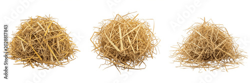 Foto Dense round nest bundle of dry golden hay straw PNG isolated on transparent background
