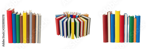 Foto Circle arrangement of colorful hardcover books standing PNG on transparent background