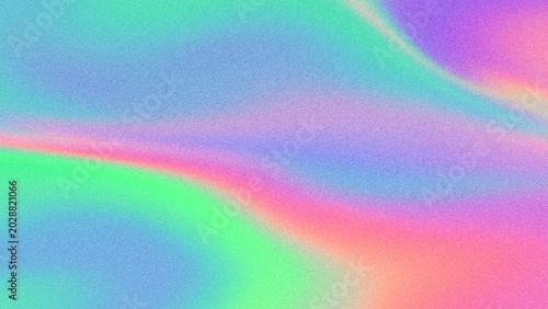 Glowing iridescent wave pattern in neon blue, green, pink. Futuristic 80s, Y2K aesthetic, vibrant fluid motion. Backgrounds, digital art, posters, modern 90s, 2000s, creative visual. Lo-fi grain noise