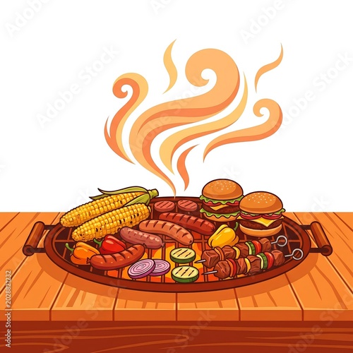 Summer BBQ food set vector