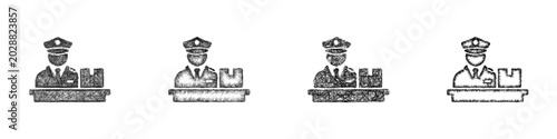 Photos Monochrome sketch customs icon design set