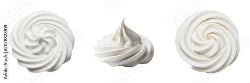 Quadro em tela Set of Whipped Cream Dollops Sweet Dessert Swirls PNG Collection