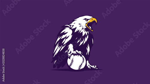 Photography Luxury Eagle Softball Emblem Vector Design Featuring Aggressive Bird Mascot and