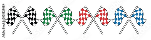 Cuadro en lienzo Checkered Kite Illustrations Showing Patterned Flying Kites on White Background for Summer Activity and Fun Lifestyle Design