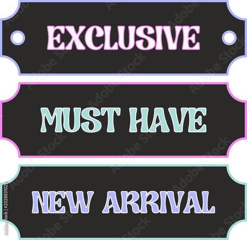 Exclusive Must Have New Arrival Promotional Label Set with Outline