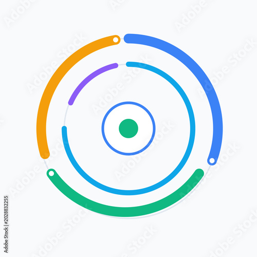 Business analytics infographic segmented radial chart abstract background