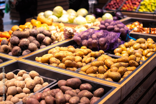 Vegetable Display with Potatoes, Beets and Cabbage