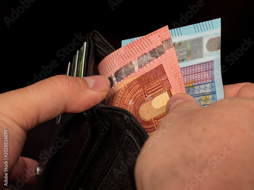 Cash Payment with Euro Banknotes in Wallet