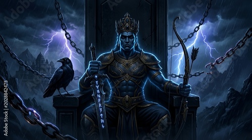 Shani Dev Hindu God of Saturn and Karma Deity of Justice in Navagraha MythologyShani Dev Hindu God of Saturn and Karma Deity of Justice in Navagraha Mythology