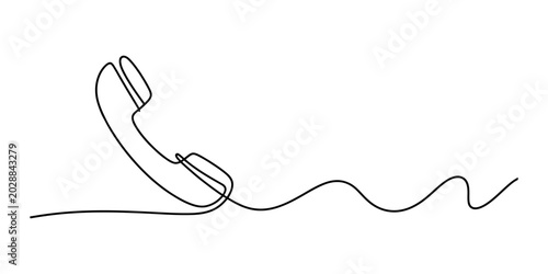Cuadro en lienzo Continuous single line drawing of an old telephone handset receiver representing