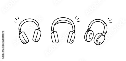 Bild auf Leinwand Headphones Doodles Set
Vector doodle funny set on white background