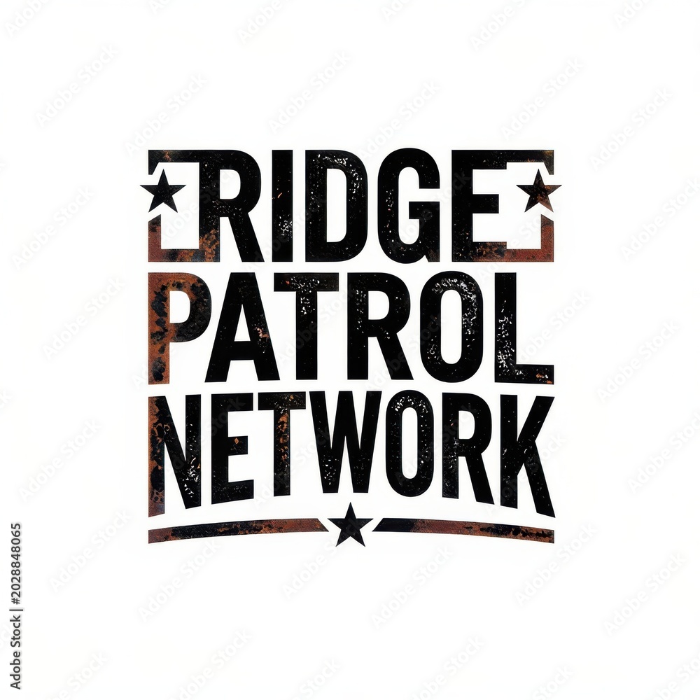 Fototapeta premium Ridge Patrol Network badge emblem on textured paper background with vintage distressed style