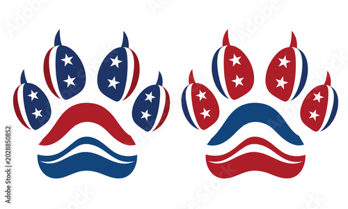 Patriotic bear paw prints independence day symbols