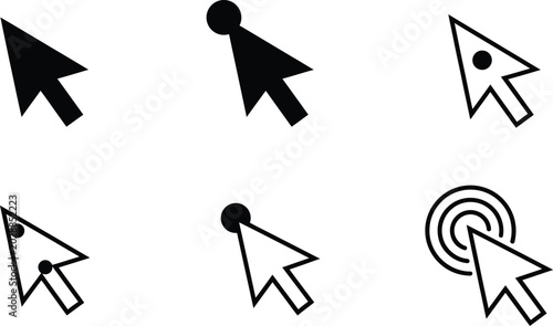 Cuadro en lienzo Modern Mouse Cursor Icon Set with Click Pointer Variations for User Interface Na