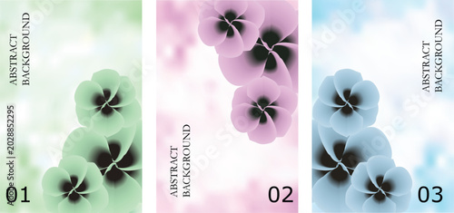 Abstract floral pattern set with pastel flower shapes