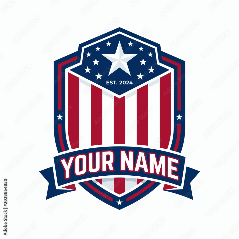Fototapeta premium American shield logo with stars.