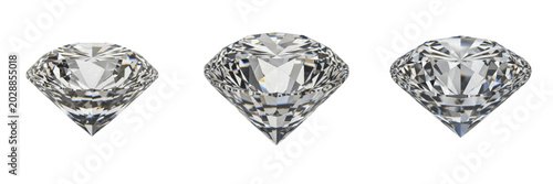 Photos Round Brilliant Cut Diamonds Set Isolated PNG: Realistic sparkling clear gemstones, luxury crystal jewelry design elements with refractive facets and bright shine