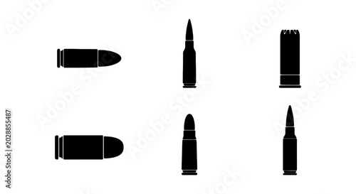 Photos Set of various types of ammunition and bullets