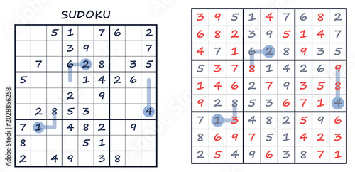 Bild auf Leinwand Printable Thermo Sudoku Puzzle for Adults, Medium Level Brain Game, Set 1 Puzzle