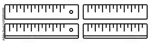 Schilderij op canvas Outline ruler icons with precise measurement marks isolated on neutral backgroun