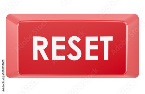 Red reset button, 3d rendering