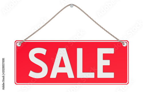 SALE red hanging sign, 3d rendering