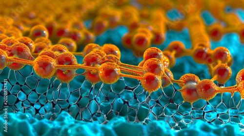 A microscopic view of a graphene surface with individual carbon atoms visible. Through precisely controlled doping and functionalization such surfaces can be tuned to have