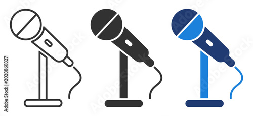 Microphone on Stand Icon Set for Audio Projects