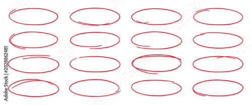 Tablou pe pânză Pen marker circle highlight and red ovals doodle